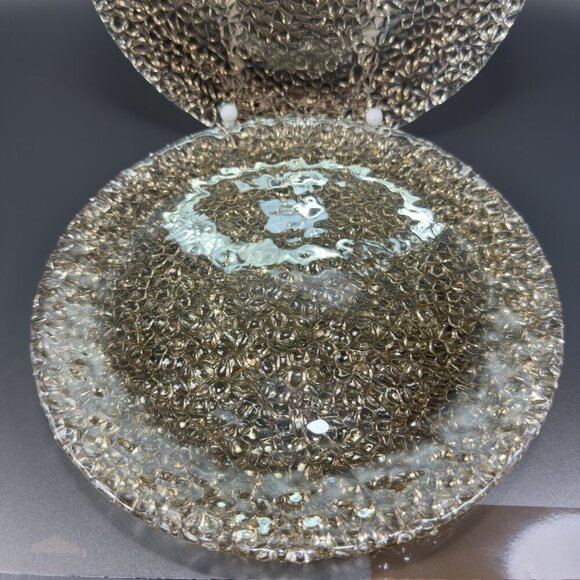 Vetropuro Clear Turkish Bubble Pebble Ice Glass Textured Plates Dishes Set 3 - Picture 3 of 11